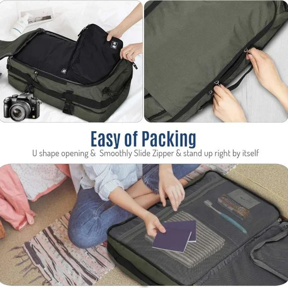 38L Travel Max Duffel Bag 20" Carry On Backpack-Duffel Hybrid Bag (Army … - Picture 7 of 8